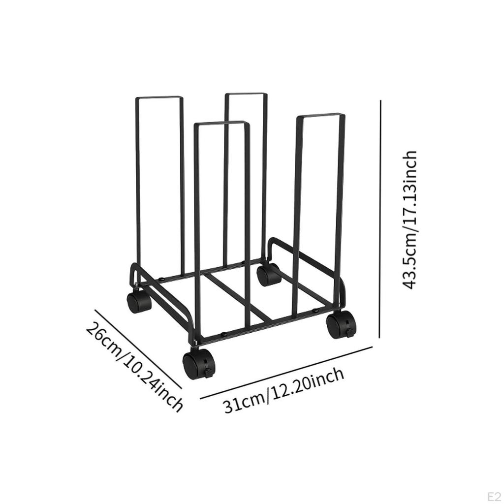 Carton Storage Rack Cart with Wheels 31cmx26x43.5cm Multipurpose Metal Frame Mobile Cardboard Stand