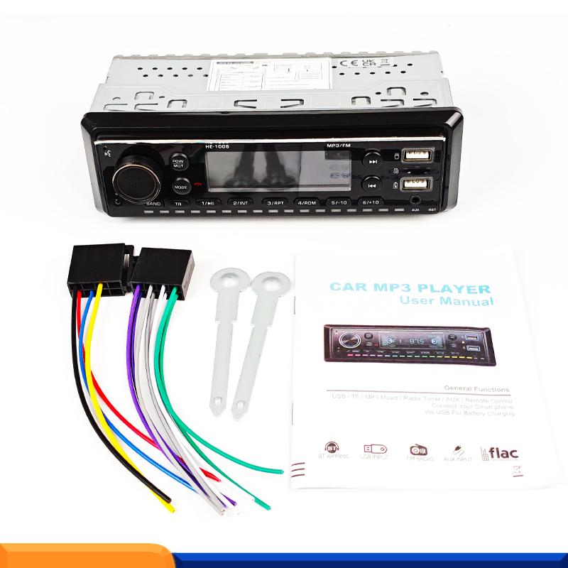 New Multifunctional 1 DIN Car Radio Bluetooth App Control USB MP3 Player TF Aux-in FM Receiver High Power 7 Color Lighting Head Unit with Fast Charge