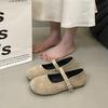 Gentle Evening Wind Ballet One-word Buckle Single Shoes Women's French Retro Round Head Shallow Mouth Flat Mary Jane Shoes