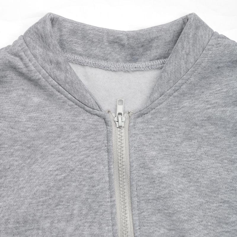 IHUASU Women's Short Cardigan Zip Sweatshirt Fashion Solid Colour Casual Sweatshirt Jacket