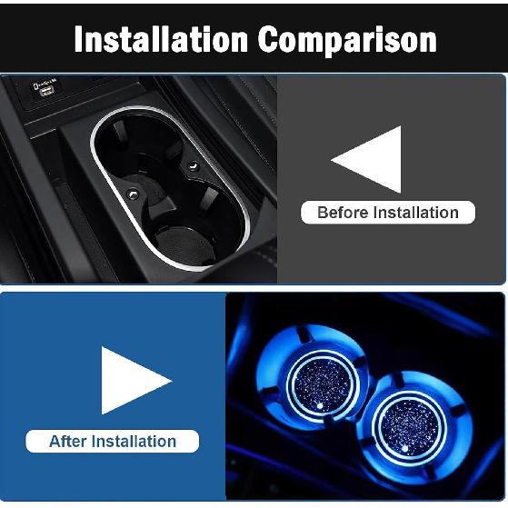 2PCS LED Car Cup Holder Lights, Light Up Car Coasters For Cup Holders 7 Colors Changing USB Charging Mat Waterproof Cup Pad, Car Gifts For Men &