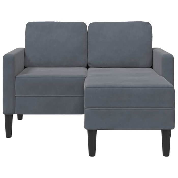 VidaXL Canapé 2 places avec méridienne en L gris foncé 125 cm velours, canapé 2 places de chambre, causeuse, canapé deux 4107070
