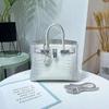 Retro Crocodile Crossbody Handbag with Diamond Buckle for Women