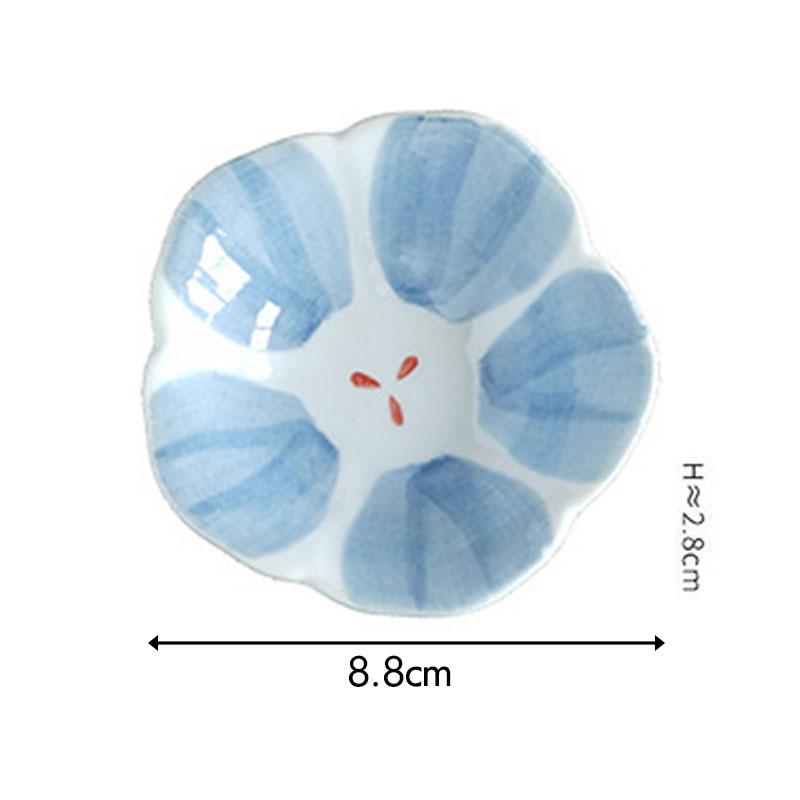Japanese Style Flower Design Seasoning Dish Soy Sauce Vingar Bowl Salad Dressing Plate Ceramic Kitchen Tableware Small Plate