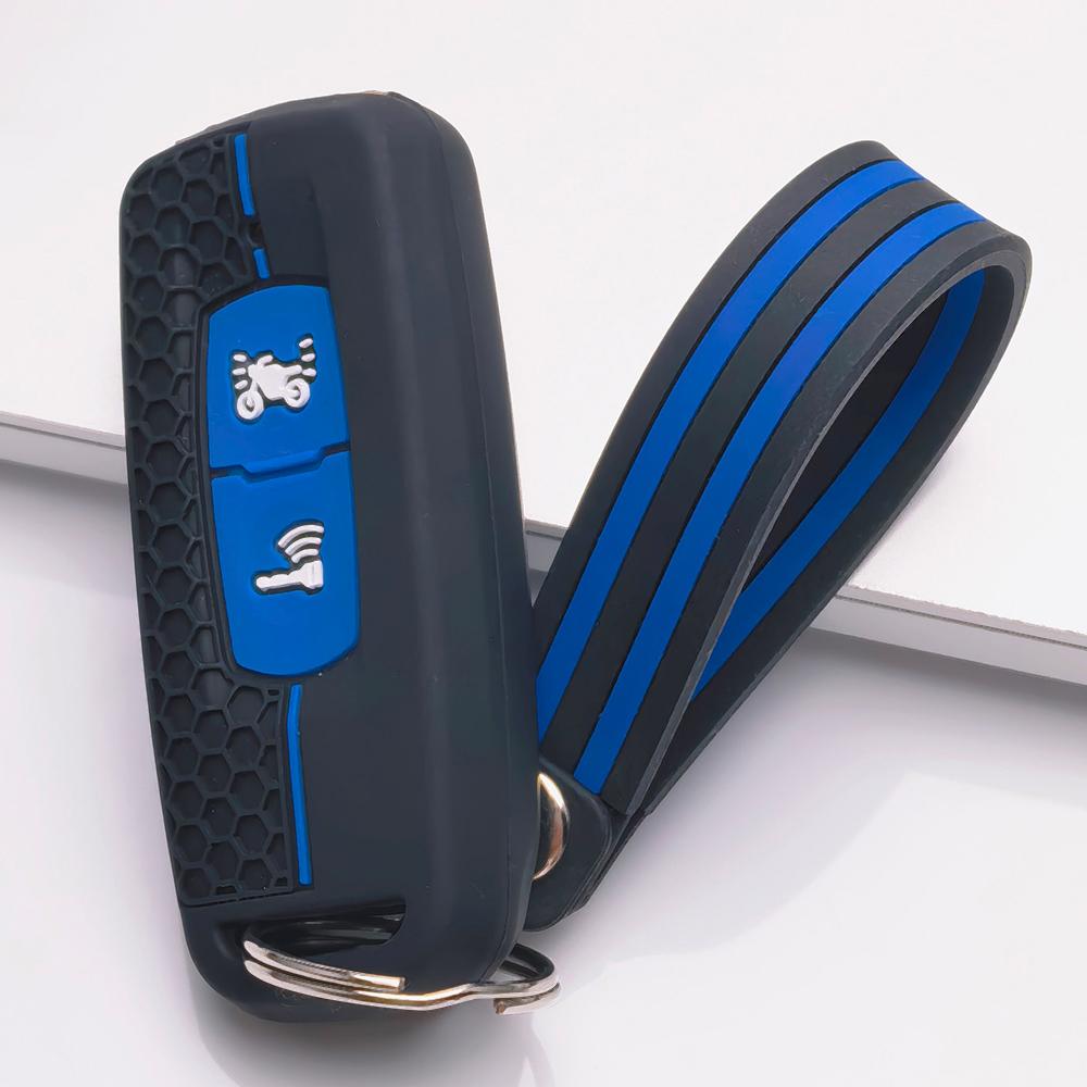 Silicone Motorcycle Key Fob Cover for Honda PCX125 PCX150 PCX160 ADV150 with Keychain Honeycomb Texture Shockproof Motorcycle Remote Key Protector чёрный