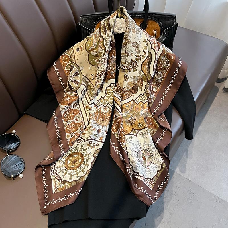Korean New Style Big Square Scarf Scarf for Women Versatile Spring and Autumn Summer Thin Style Paired with Suit Shawl Scarf