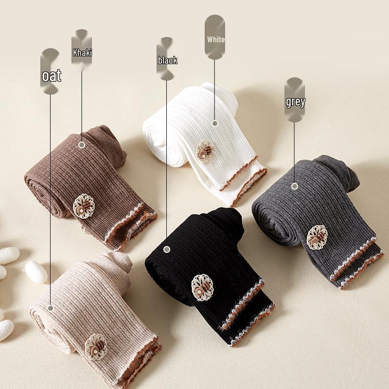 Mädchen Herbst/Winter Zopfmuster Leggings - Warm, angeraut, Baumwoll-Leinen-Mischung, fleecegefütterte Hose