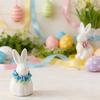 Ceramic Ornament Easter Standing Bunny Handmade Flower Creative Desktop Cute Style Decor Handmade White Porcelain Birthday Gifts