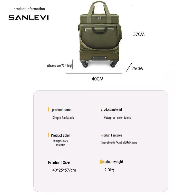 Men's Portable Foldable Travel Luggage with Wheels - Ideal for One-Day Trips