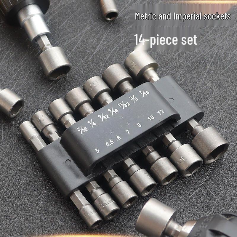 9/14-Piece Air Wrench Hex Socket Set with Metric & Imperial Heads