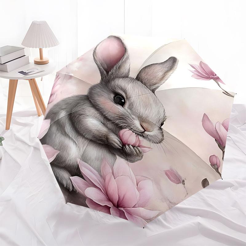 1pc rabbit flower umbrella automatic open/close, 8-Rib Durable Frame, Compact Folding Design, Ideal Birthday/Holiday Gift  1181A