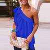 Slanted Shoulder Lace Up Sleeveless Top Pure Color Shoulder Shoelace Sleeveless Tops