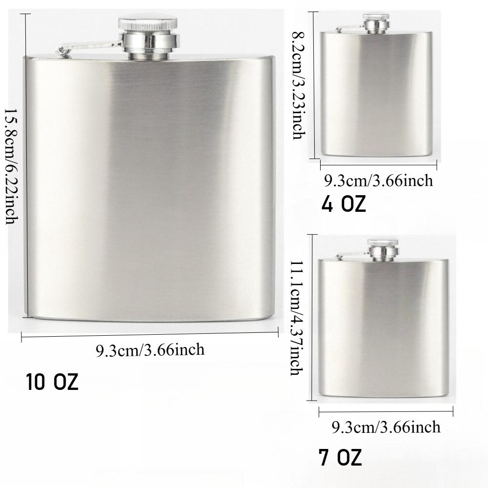 Stainless Steel Flask Leakproof Drinking Flask Portable Pocket Whiskey Flask  Rust Proof for Party Camping Travel and Gifting