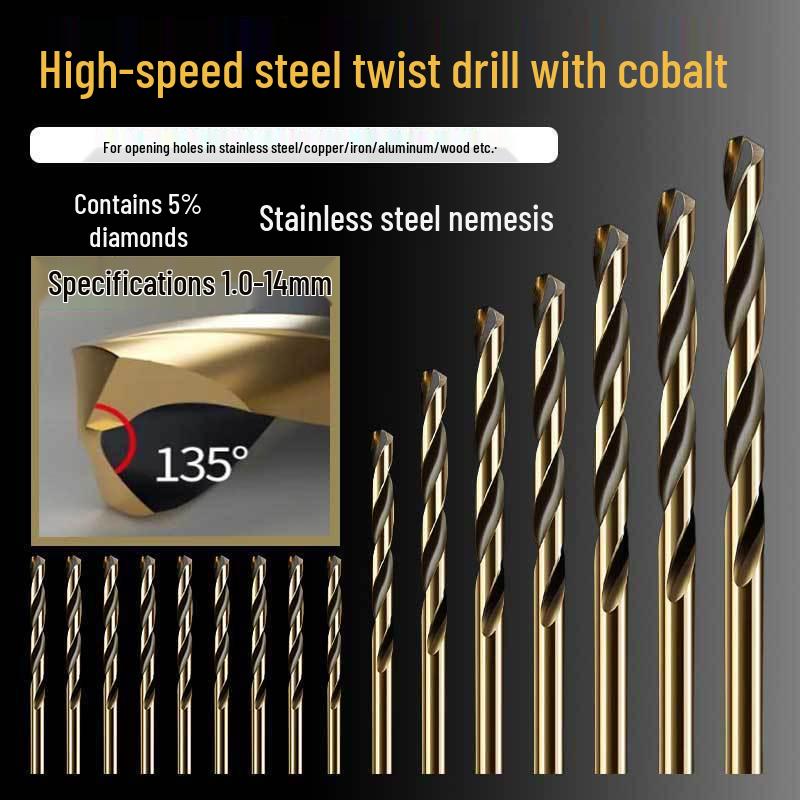 

Stainless Steel Cobalt Twist Drill Bit Set - Super Hard, Fully Ground, High-Speed Hole Opener. Enhanced (2.0mm, 10pcs)