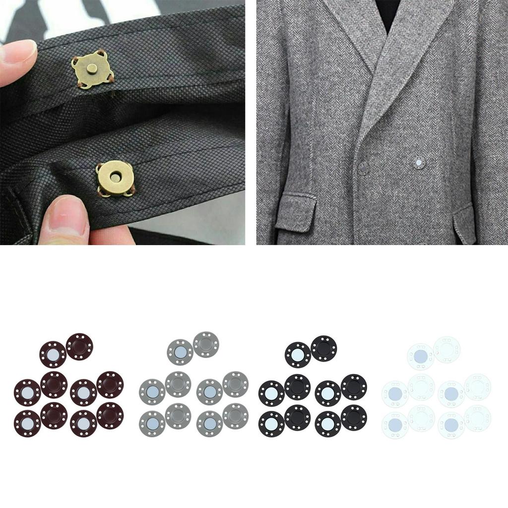 10 Pairs of Magnetic Button Fasteners Snaps Sewing Pants Closure for Bag DIY