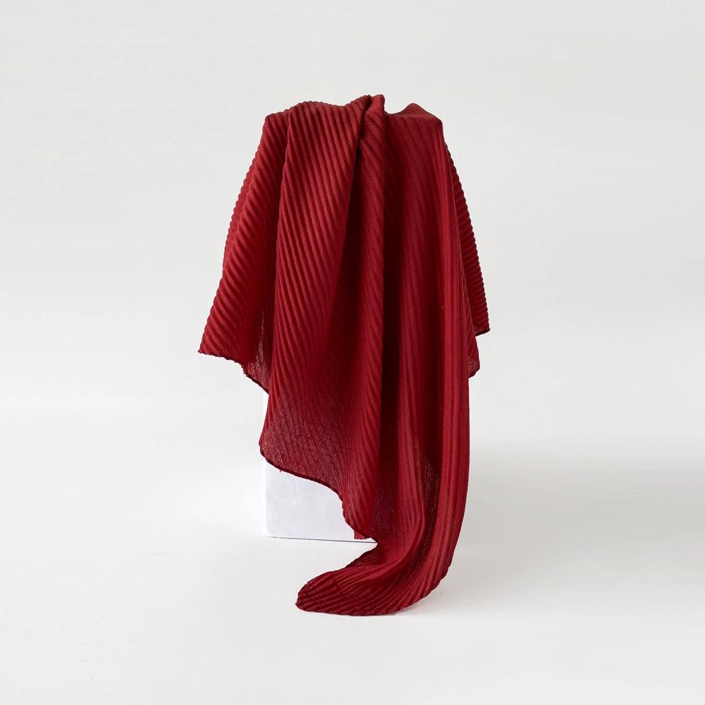 90*90cm Pleated Cotton Linen Square Scarf For Women Muslim Hijab Scarves Shawls Solid Headscarf Wraps Islamic Turban Headband