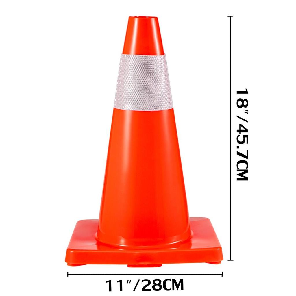 20Pack 18\" Traffic Cones, Safety Road Parking Cones PVC Base, Orange Traffic Cone with Reflective Collars, Hazard Construction Cones for Home Traffic