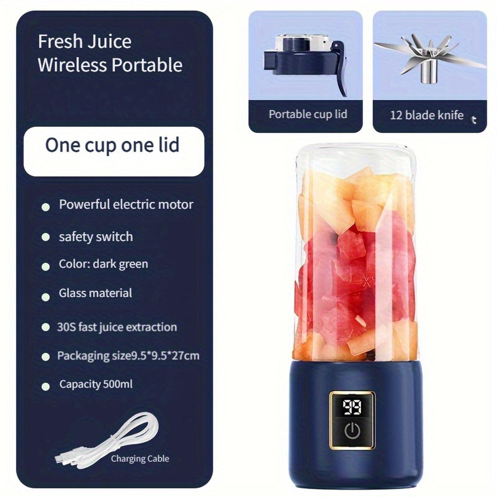 

Cordless Electric Juicer Cup Portable for Home Fresh Fruit Juice one size синий