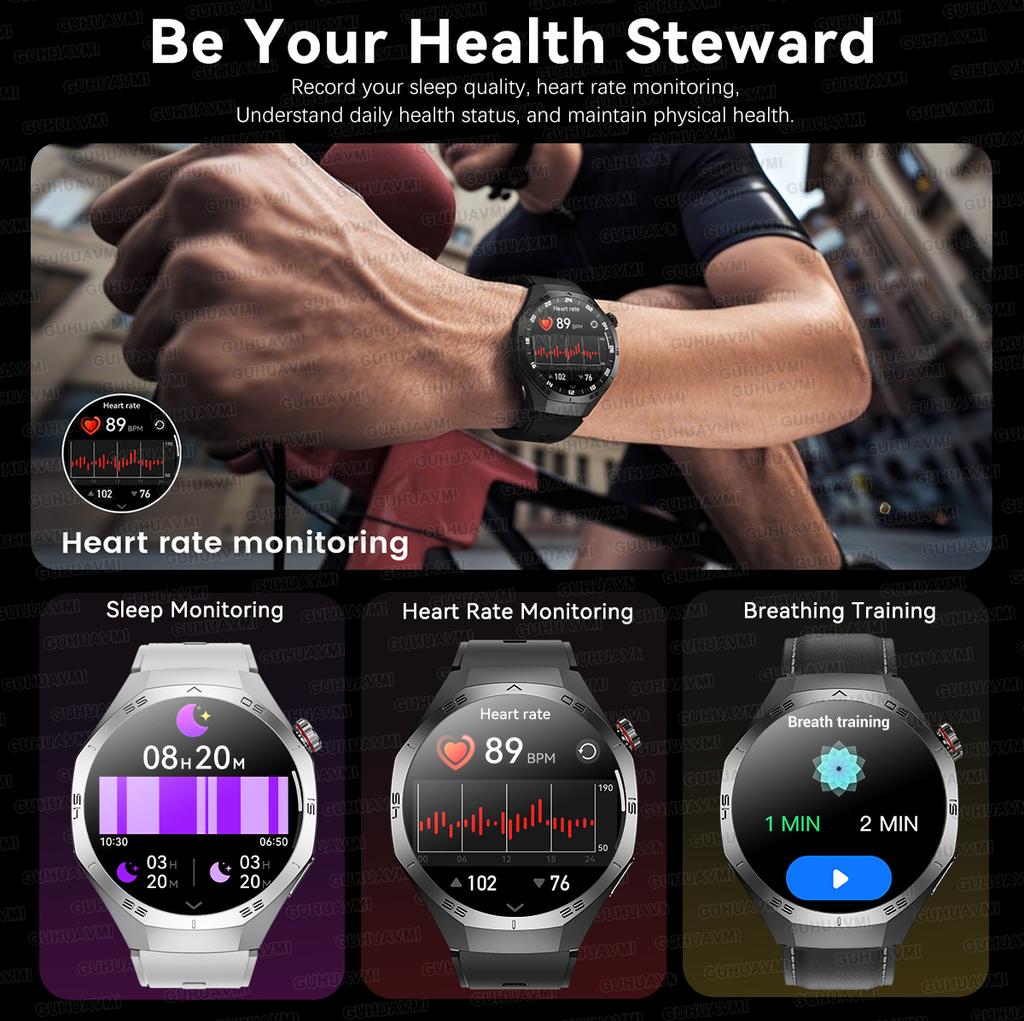 New GPS Tracking AMOLED Screen Smart Watch For Men Sports Modes Bluetooth Call Heart Rate 10ATM Waterproof For Android iOS