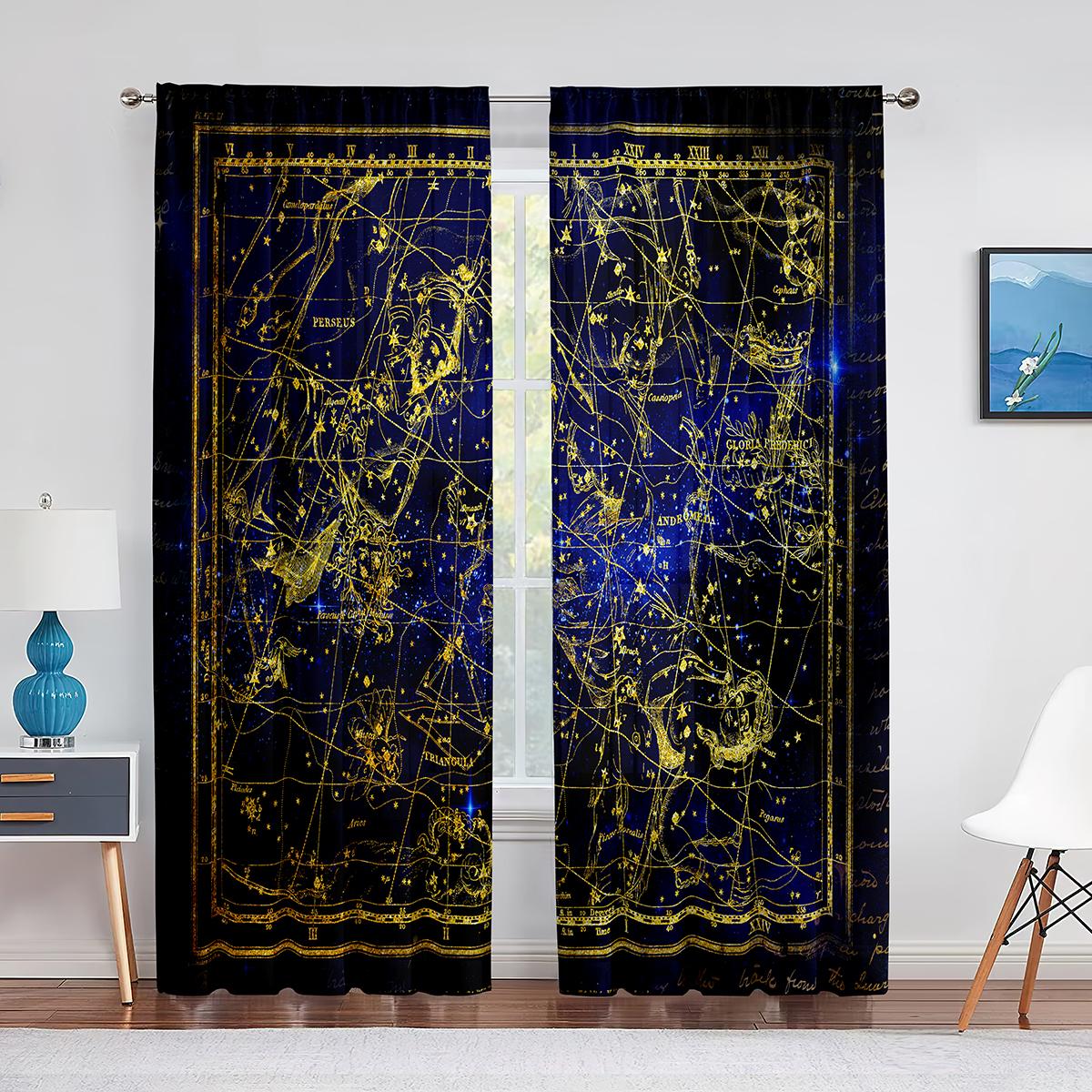 

Прозрачная вуаль созвездия Скорпиона, занавеска с координатами планеты, тюлевые шторы для гостиной, спальни, кухни, украшения 1 PCS W100XH250cm&Grommet Top