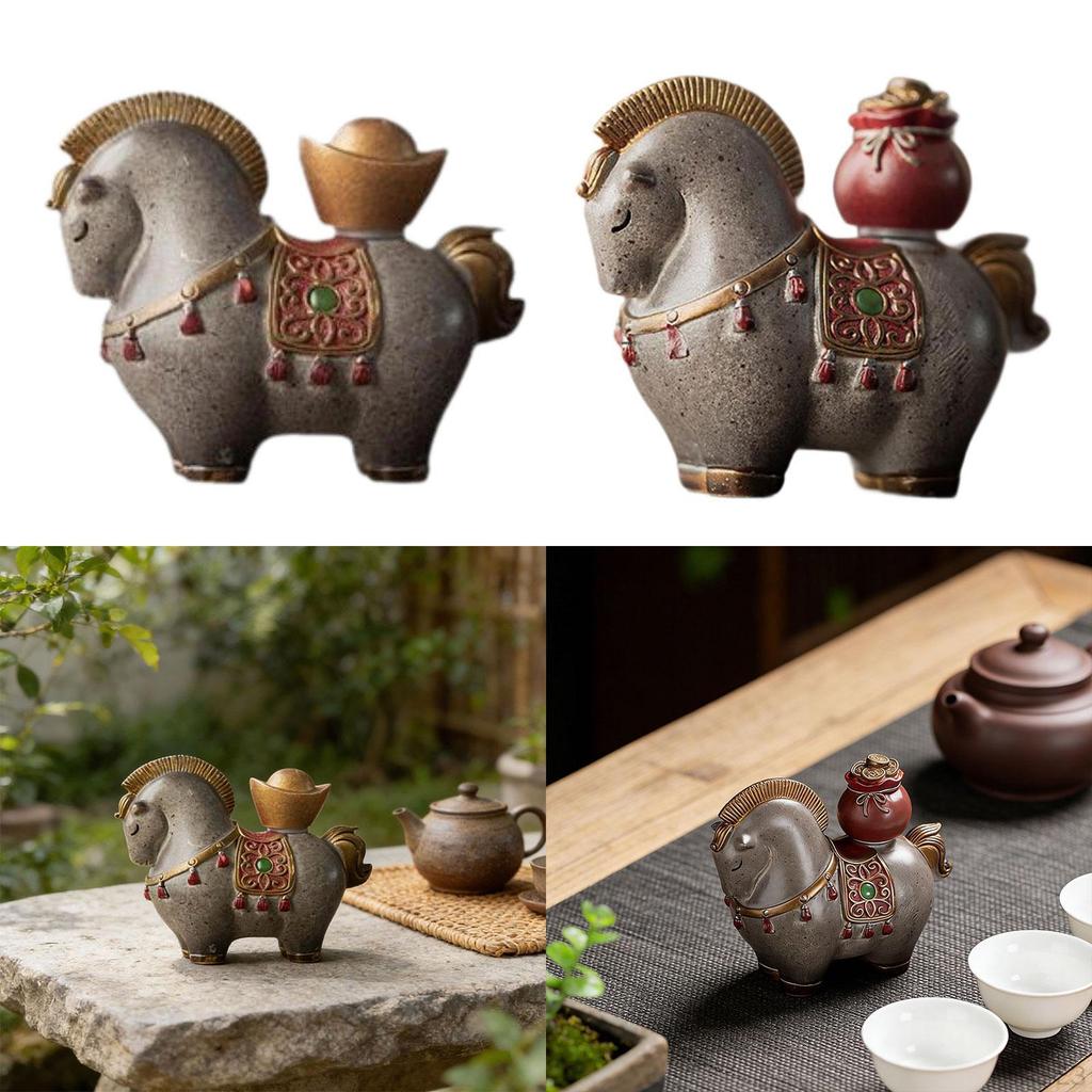 Pferdefigur Tierskulptur Harz Niedliche Verzierung Schreibtischdekoration Chinesisches Feng Shui