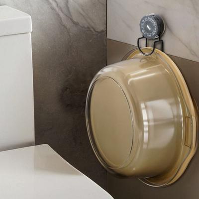 Multifunctional Iron Suction Cup Hooks Wall Mounted Hole-Free Basin Storage Rack Waterproof Rotating Washbasin Hook Bathroom