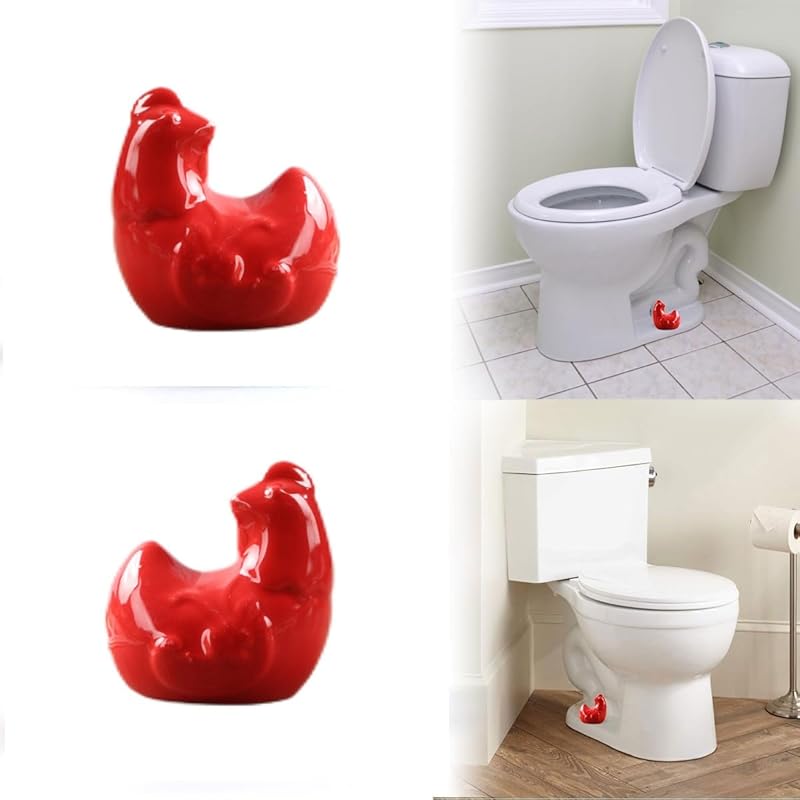 Декоративная крышка для болта унитаза из 2 предметов, симпатичная крышка для болта унитаза в виде животного, красная керамическая крышка для болта унитаза, милое украшение для ванной комнаты, простой в установке унитаз Cute Chicken