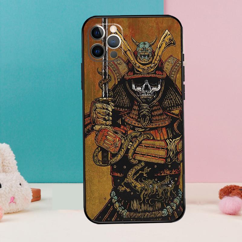 Japanese Samurai Phone Case For iPhone 17 Air 16 15 14 12 11 13 Pro Max 12 13 mini 15 16 Plus 16e Cover Coque