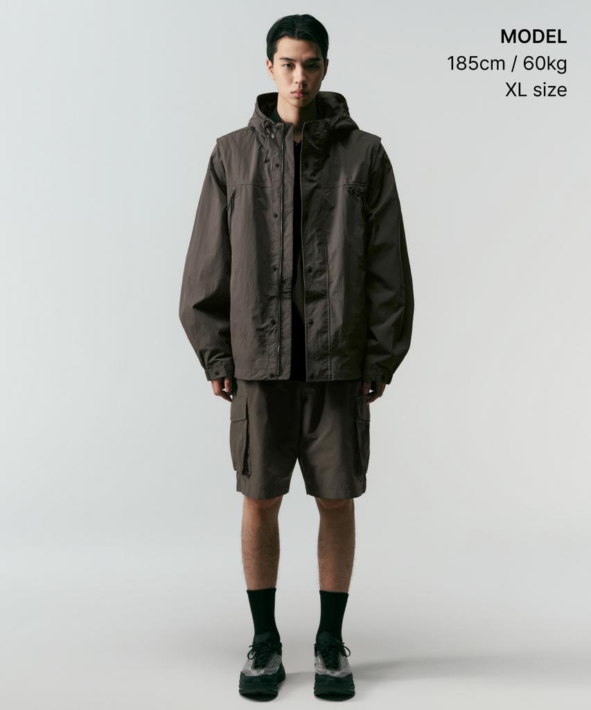 Musinsa Standard [City Leisure] Detachable Sleeve Windbreaker Jacket [Mud Grey]