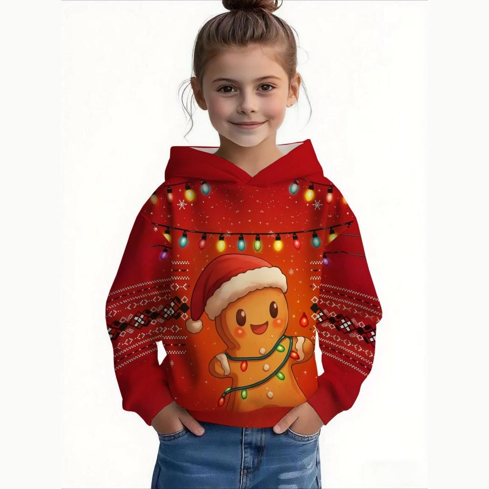Children Sweatshirt Christmas Cute Snowman Print Pullover Long Sleeve Hoodies Fashion Holiday Party Streetwear Children Hoodie