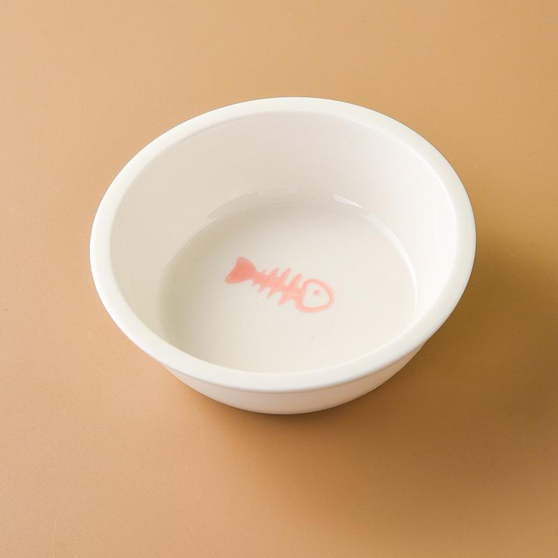 Ceramic Cat Food & Water Bowl with Slanted Design - Protects Cervical Spine, Anti-Tipping, Double Bowl for Feeding & Drinking