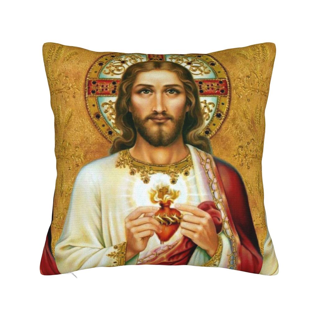 Christliche Kissenhülle Polyester Kissenbezug Dekorativ Gott segne Jesus Christus Zierkissenhülle Zuhause Quadratisch cm
