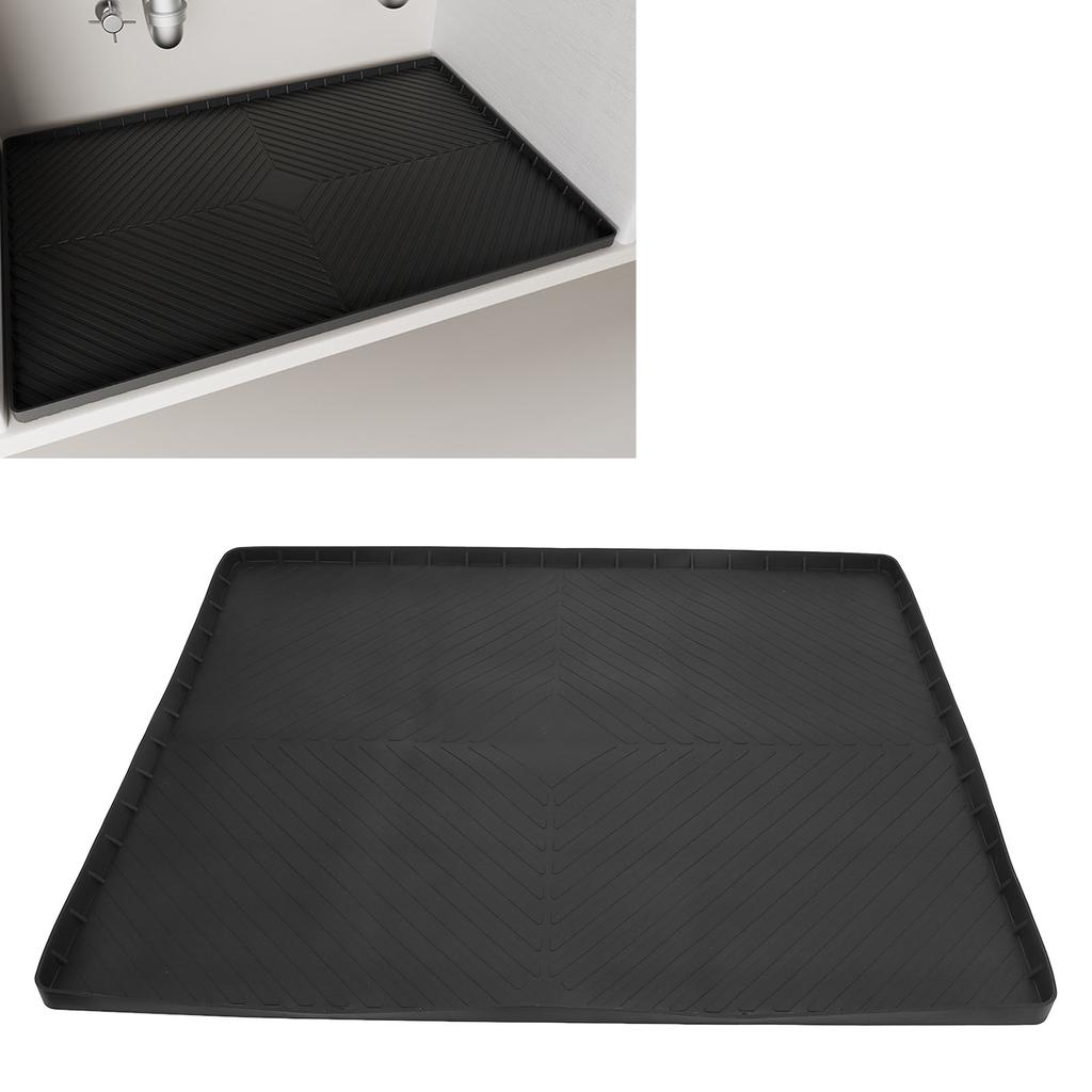 Under Sink Mat Cabinet Silicone Water Proof Mat Kitchen Cabinet Liner Under Sink Tray Organizer S Size Black