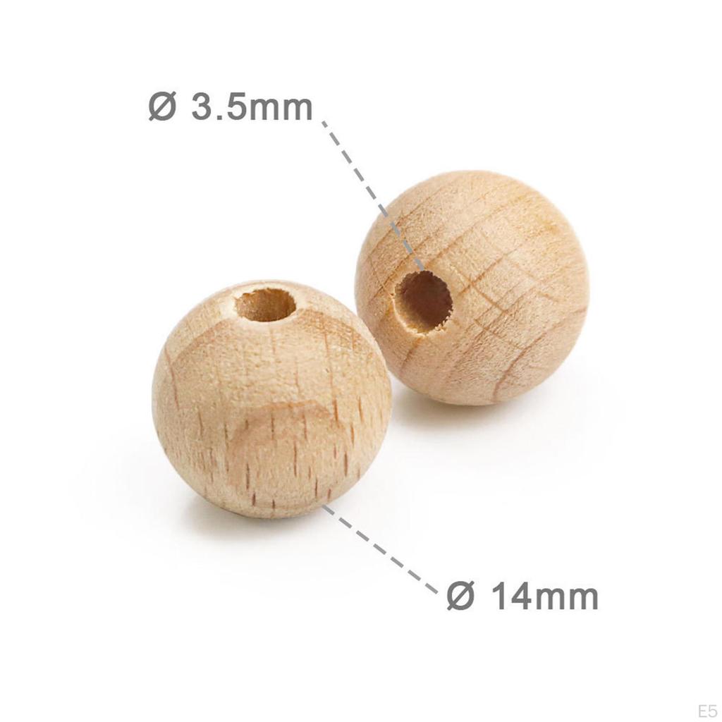 50 Pieces Wooden Beads Wood Craft Balls Handmade Circular Bead Loose Spacer for Tiered