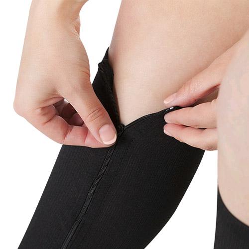 Zippered Compression Knee Socks - Black Xxl