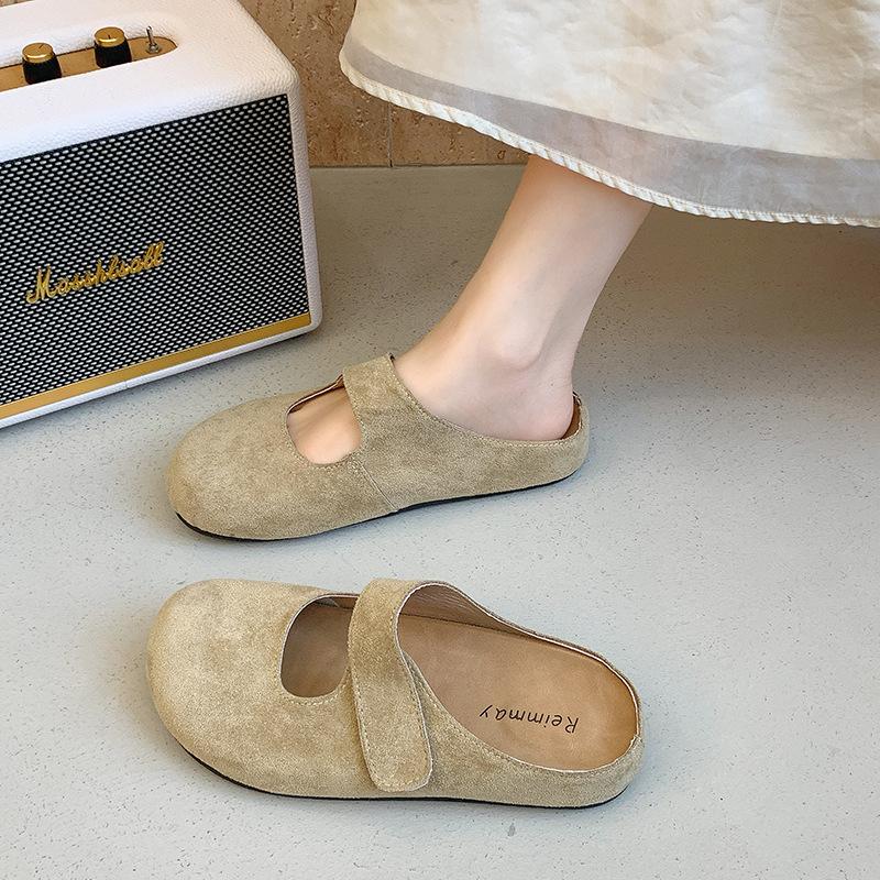 Birkenspring summer slippers female lazy one pedal 2025 new magic casual outer wear bag head half slippers female