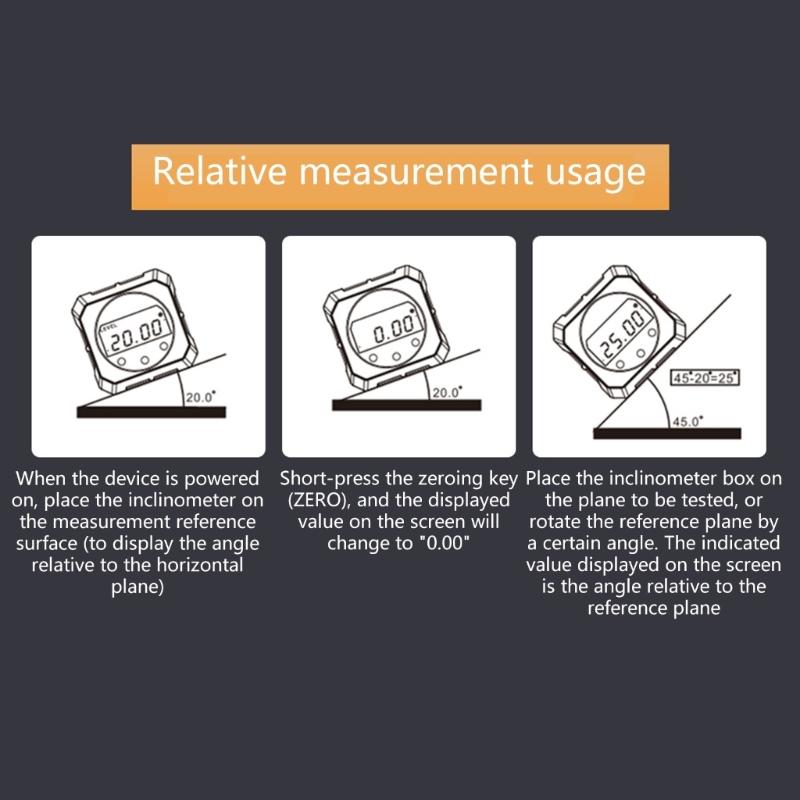 Auto Rotating Digital Angles Meter With Backlights Display Double Measurement Mode Magnetic Base For Woodworking