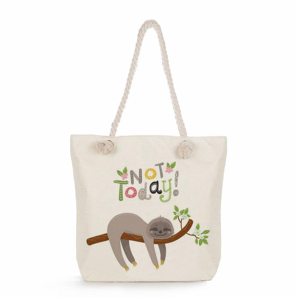 Multifunctional sloth Printed Thick Rope Shoulder Beach Bag Casual large capacity handbag 0121