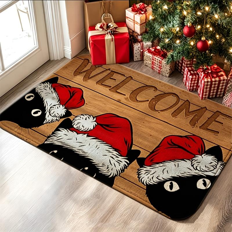 Santa Print Floor Mat front hallway foyer balcony villa patio home decor seasonal entry door rug gift welcome mat kitchen mat