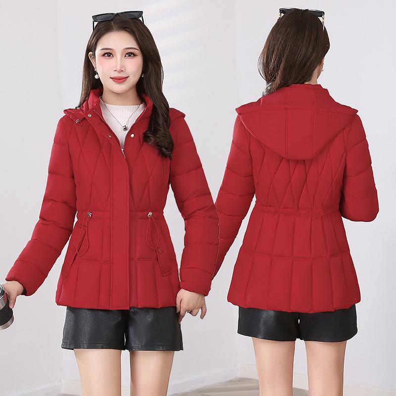 Women's Short Hooded Cotton Jacket - Waist-Slimming Korean Style Outerwear