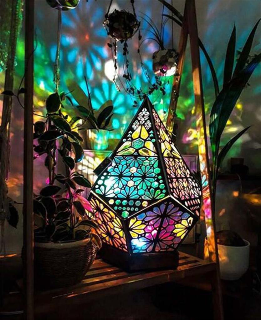 Bohemian Colorful Table Bedside Polar Star Starry Sky Floor Projection LED Lamp