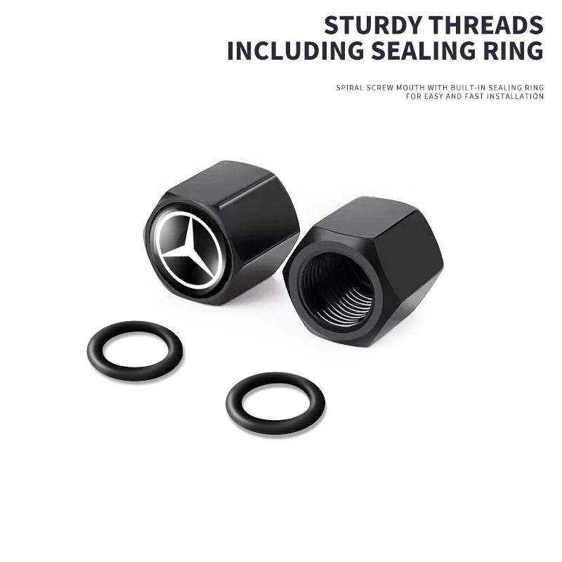 Car Tire Valve Stems Cap With Keychain Anti-Theft Compatible For Mercedes Benz GLK GLA A B C E R G Class C180 W176 S200 S300 UK1