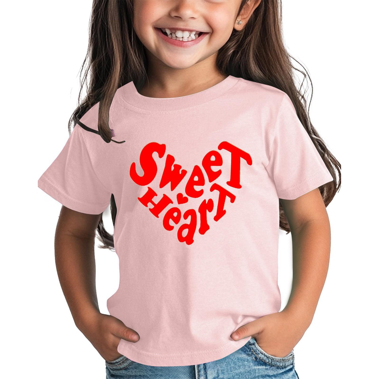 

Рубашка на День святого Валентина для малышей, девочек и мальчиков, милые футболки с сердечками, детские футболки на День святого Валентина 120 розовый