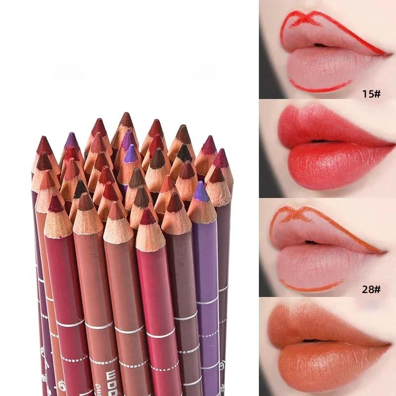 Matita labbra in legno 28color impermeabile Lady Charming Lip Liner Makeup Strumento cosmetico a lunga durata per donna Matita morbida