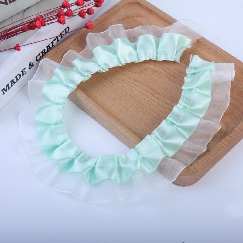 

Low price pleated double intercolored tulle reflective lace DIY children s skirt dress handmade doll clothing sewing materials 1 yard зелёный