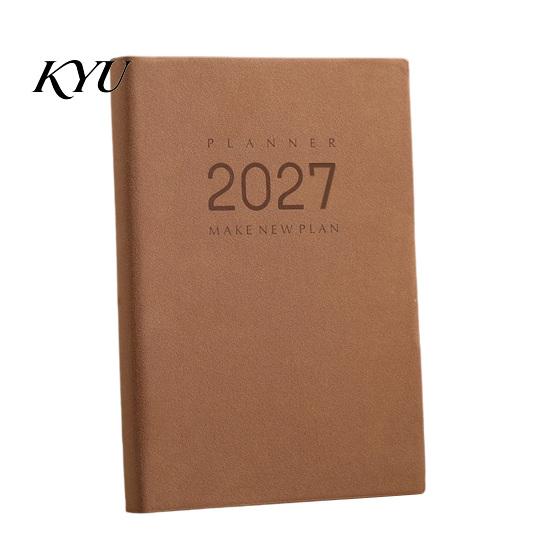 Organizzatore Programma Annuale Completo 2027 Agenda Giornaliera Mensile, Copertina con Texture Pelle di Pecora Vintage, Quaderno Taccuino con Carta Spessa per Ufficio