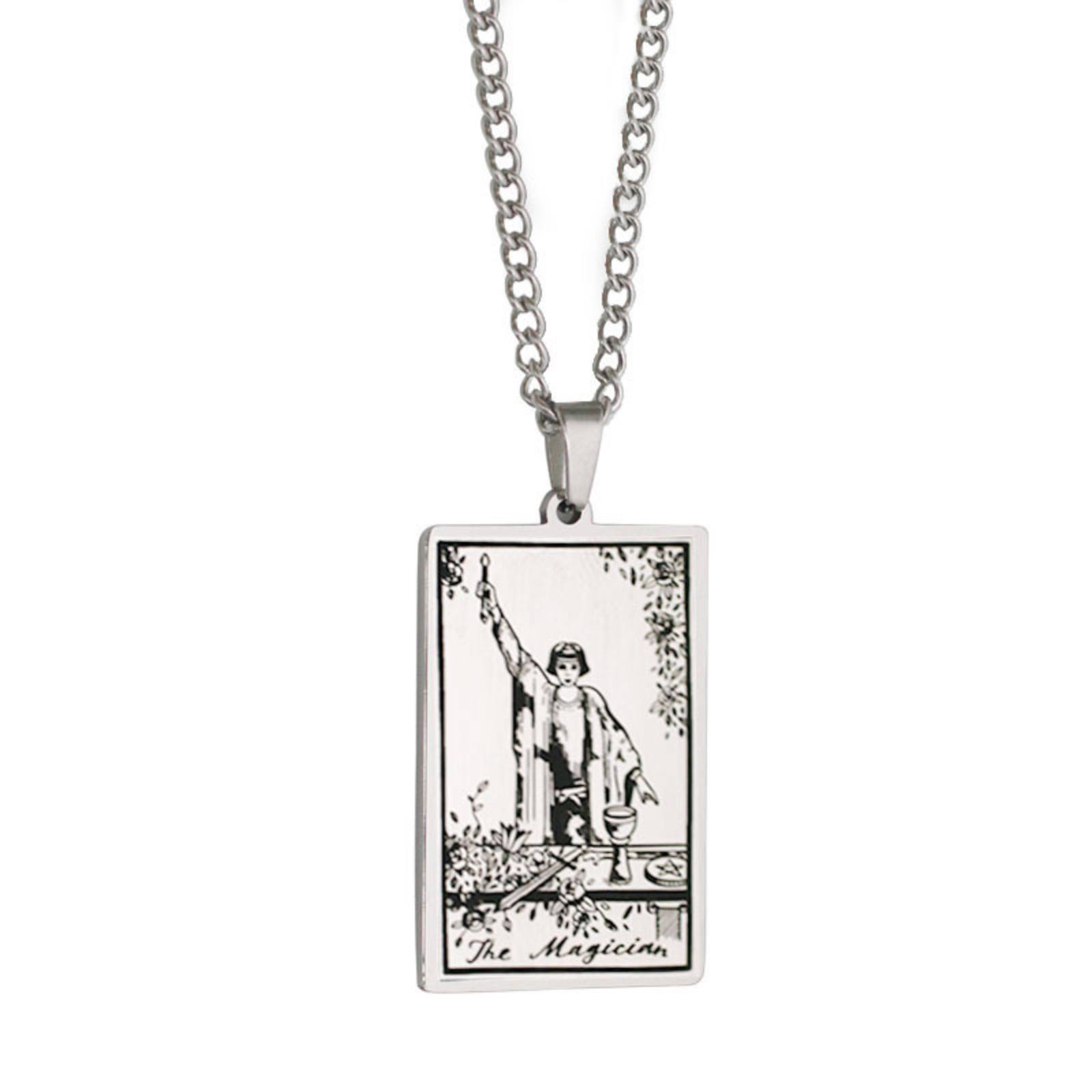22 Tarot Cards Pendant Necklaces for Women Men Stainless Steel Jewelry Party Gift