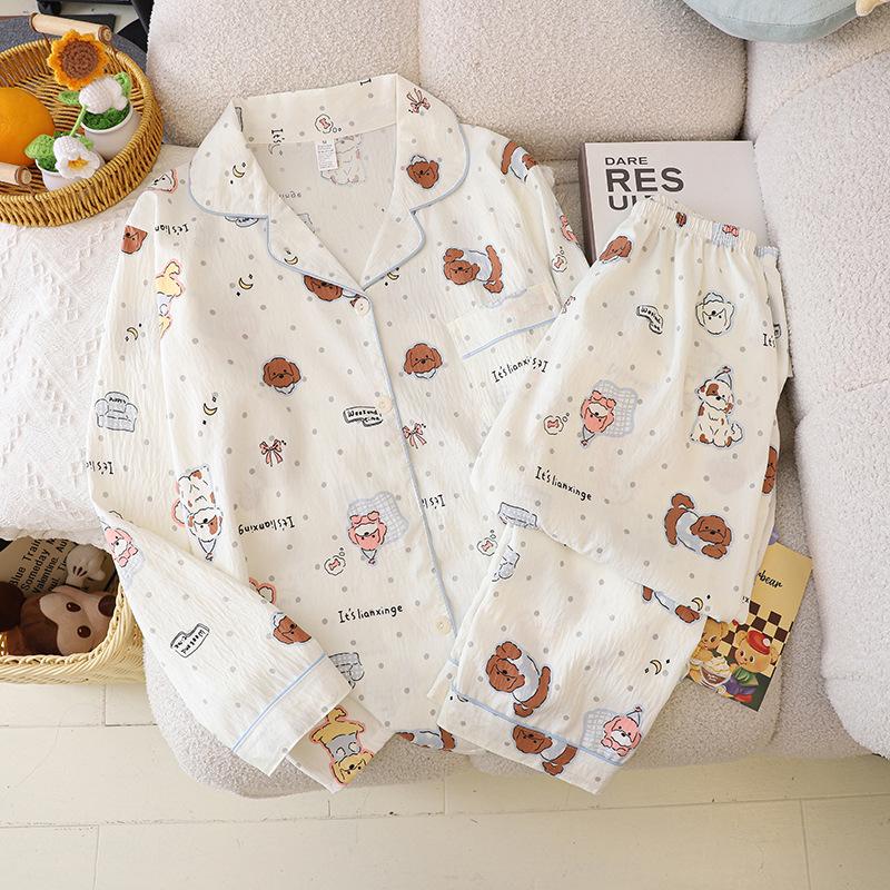 2025 Frühling/Herbst Niedliches Wolken-Baumwoll-Pyjama-Set für Mädchen - Langarm & Hose, Tragbar im Freien