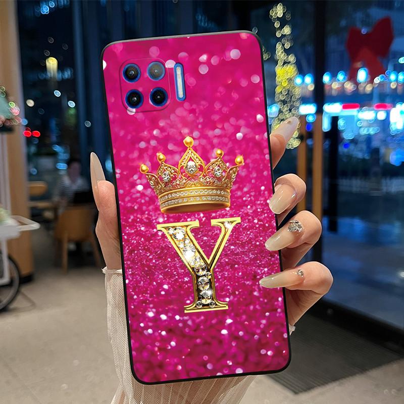 Initial Letter Couple Crown Phone Case For Motorola Moto G 5G Plus Bumper Silicone Black Case Protective Shockproof Soft Cover
