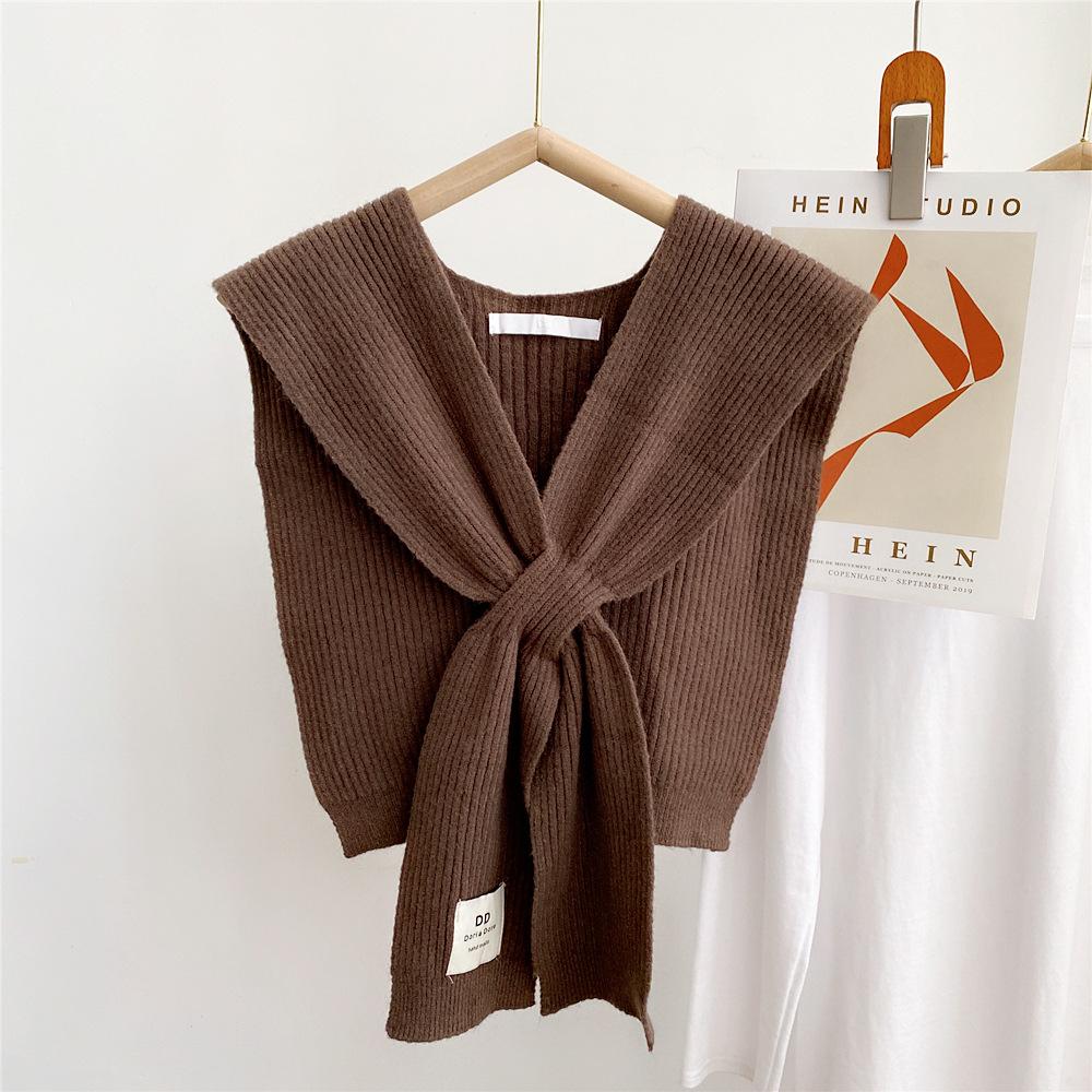 Solid Color Cross Shawl Women's Spring Autumn Shoulder Knit Wool Decorative Scarf